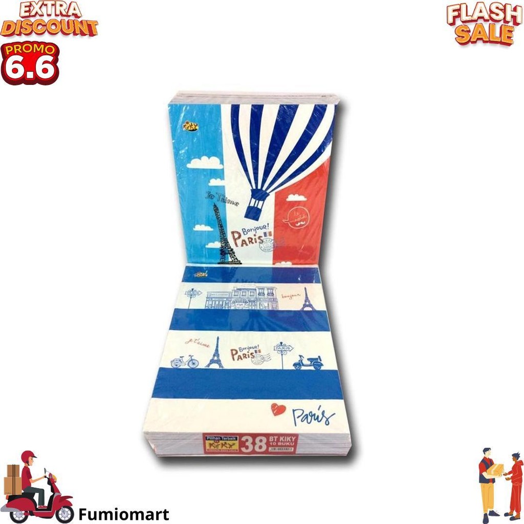 

Buku Tulis Kiky 38 Lembar Polos Garis Kwarto Random Cover - 1 Pak ( 10 Pcs ) D Cod
