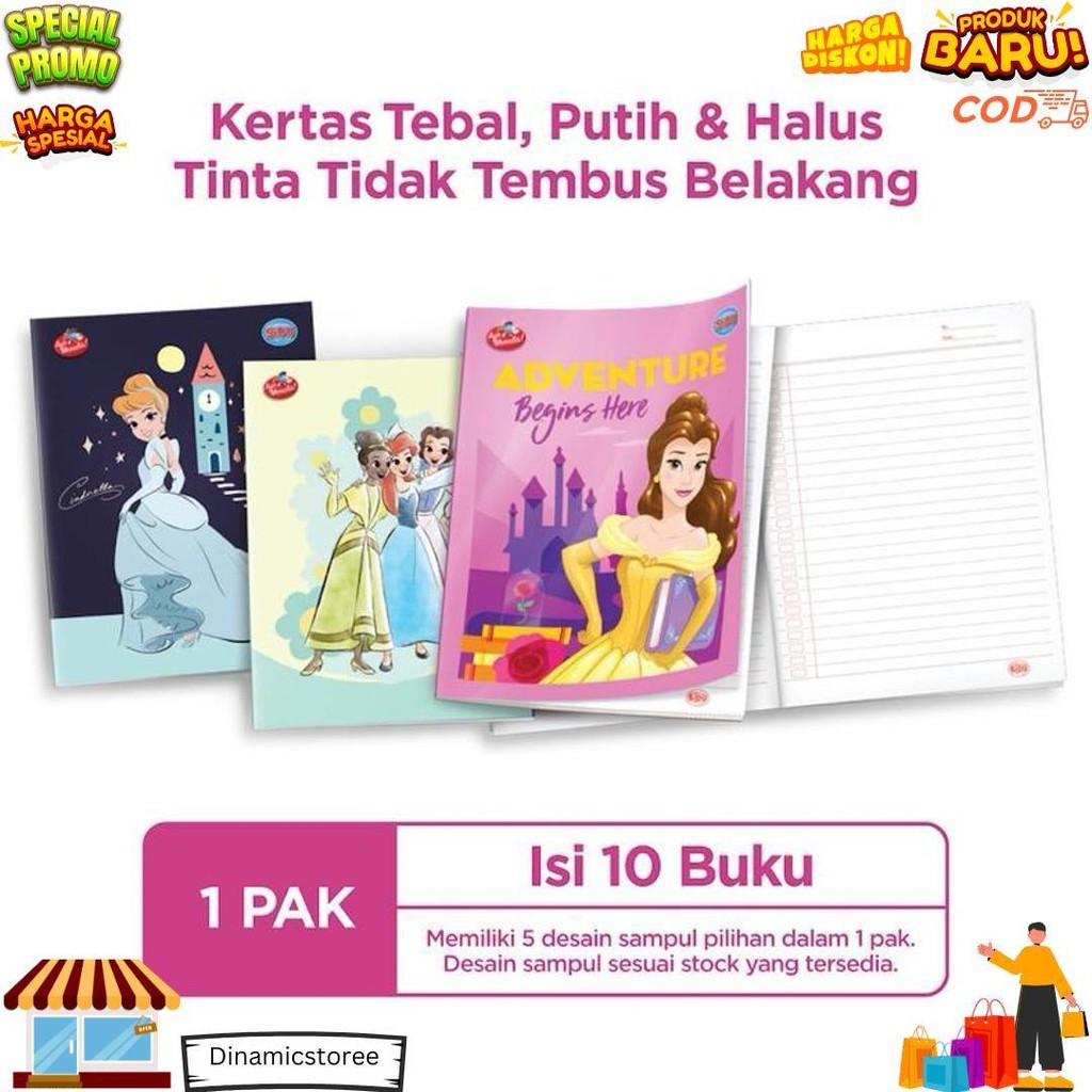 

10 Buku - Sidu Buku Tulis Disney Princess 38 Lembar D Sale