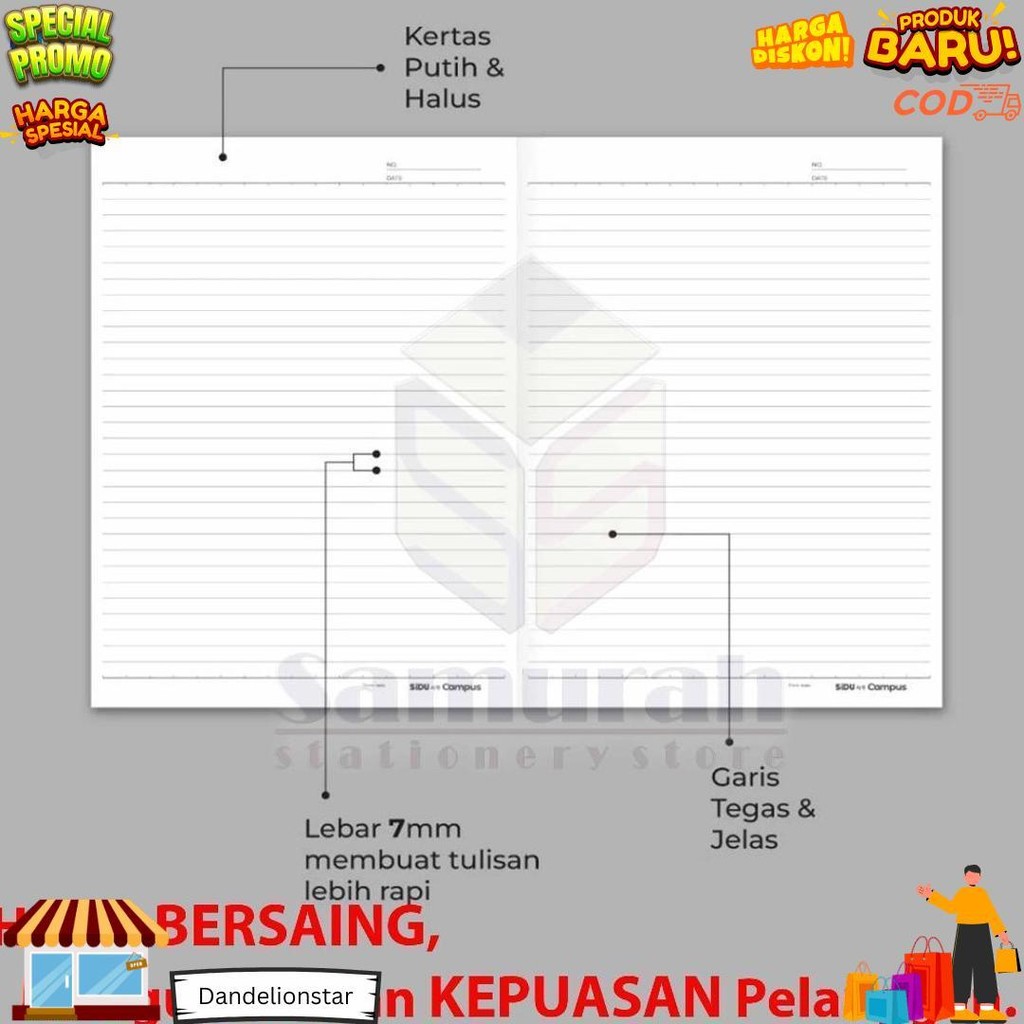 

Buku Tulis Sidu Maxi 42 Lembar / Sidu Campus Korea Besar Isi 42 Lbr Ukuran Boxy / B5 Campuss / 1 Pak - 5 Buku D Promo 4.4