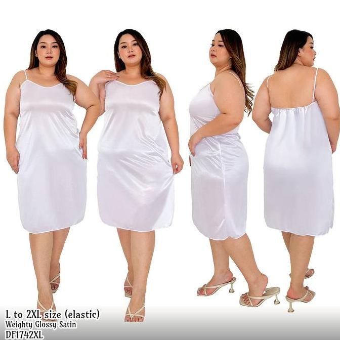 folva tanktop dress wanita daster putih polos satin 1742wdr_xl big size