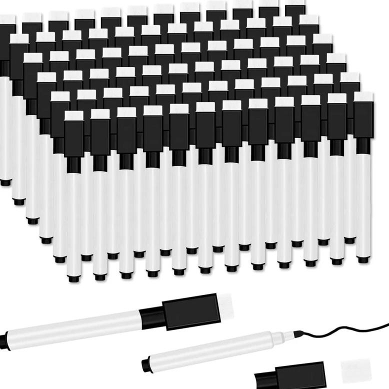 

100 Pcs Black Magnetic Dry Erase Markers With Eraser Cap, White Board Mini Dry Erase Markers Bulk, For School Office Stationery