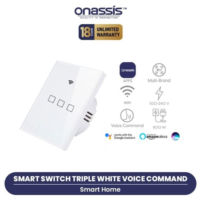 ONASSIS SMART SWITCH TRIPLE WHITE VOICE COMMAND