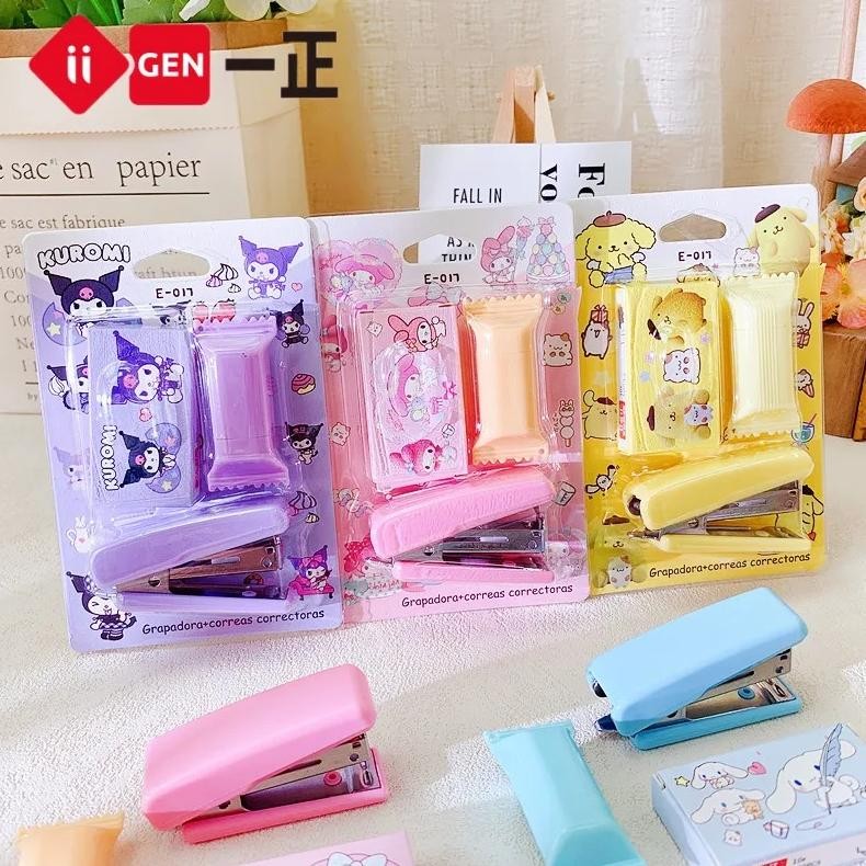 

24Pcs Sanrio Mini Stapler Set Kuromi Combination Melody Pachacco Student Binding Tools Stapler Stationery School Office Supplies