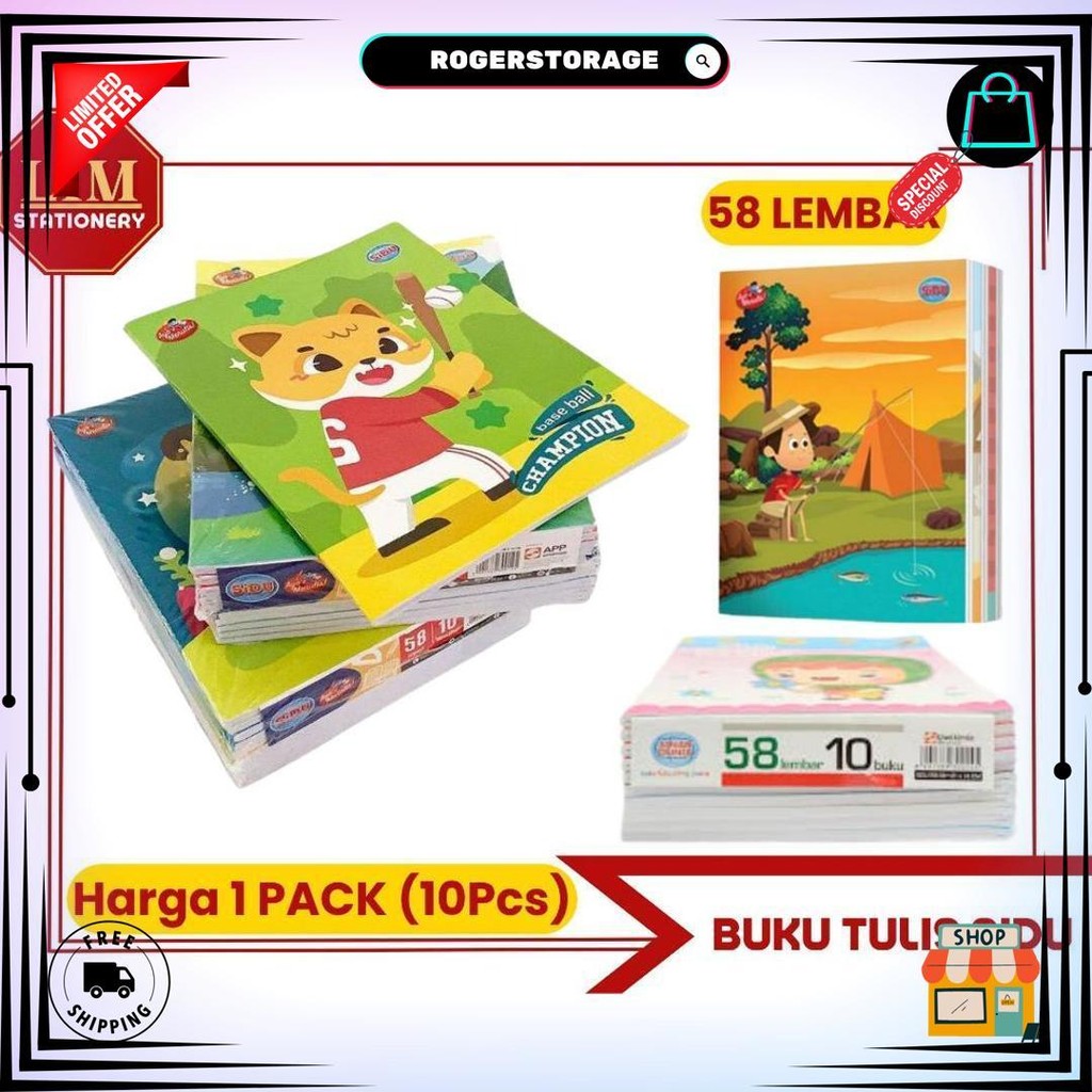 

Ready Cod!! Buku Tulis Sidu 58/38 Lembar (1Pack/10Pcs) Sinar Dunia D Promo Puncak