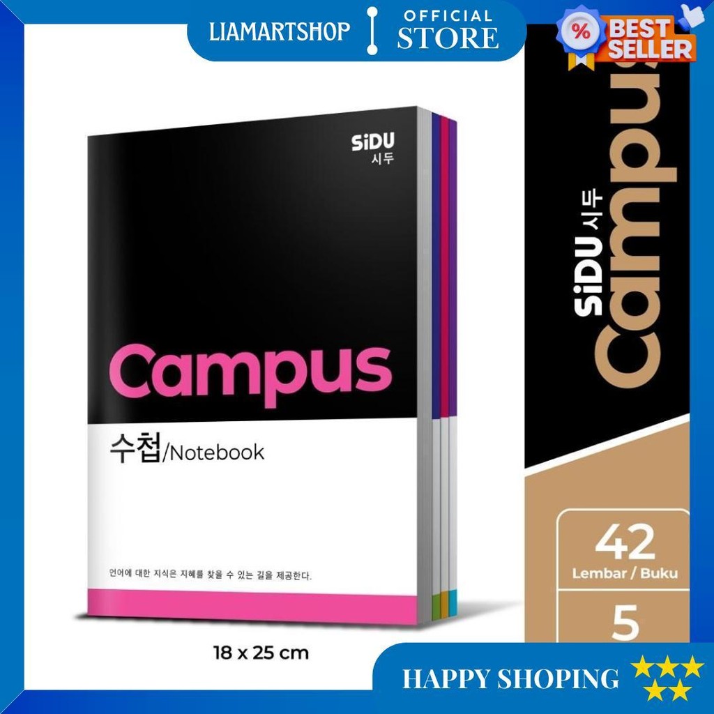 

(1Pak Isi 5Buku)Sidu Buku Tulis Campus 42 Lembar / Buku Tulis Sidu Campus 1Pak Isi 5 Buku D Best Seller