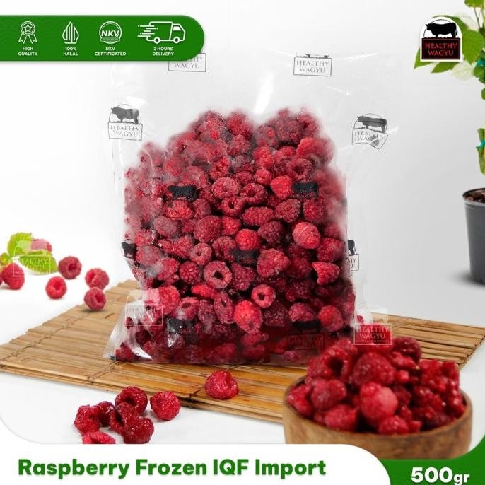 

Diskon! Raspberry Frozen IQF Buah Beku Frambos Beri Merah Import Premium 500gr