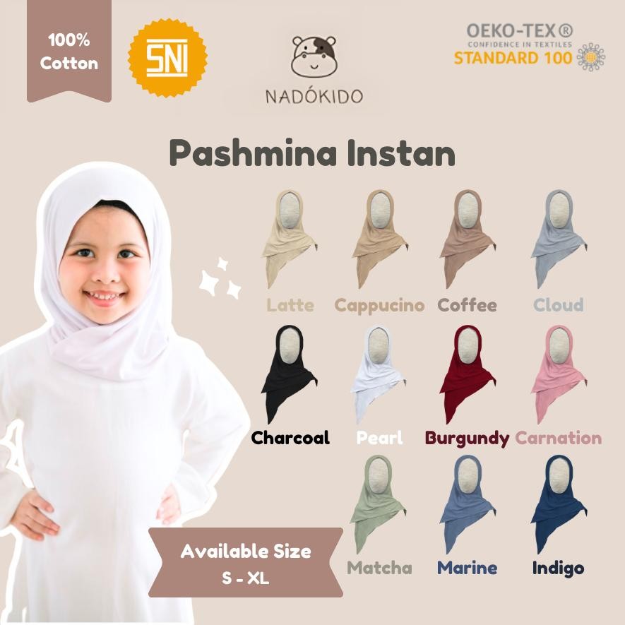 Nadokido Pashmina Instan / Jilbab Hijab Kerudung Instant Anak Bayi Cewe Perempuan
