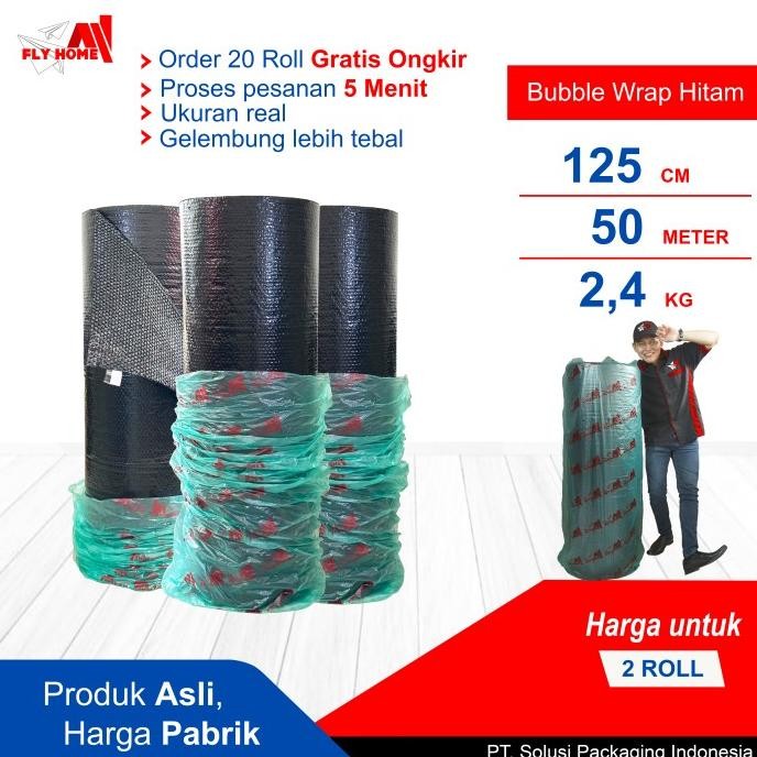 

tersedia flyhome bubble wrap hitam 2 roll 2,4kg bublewrap 125x50meter instan