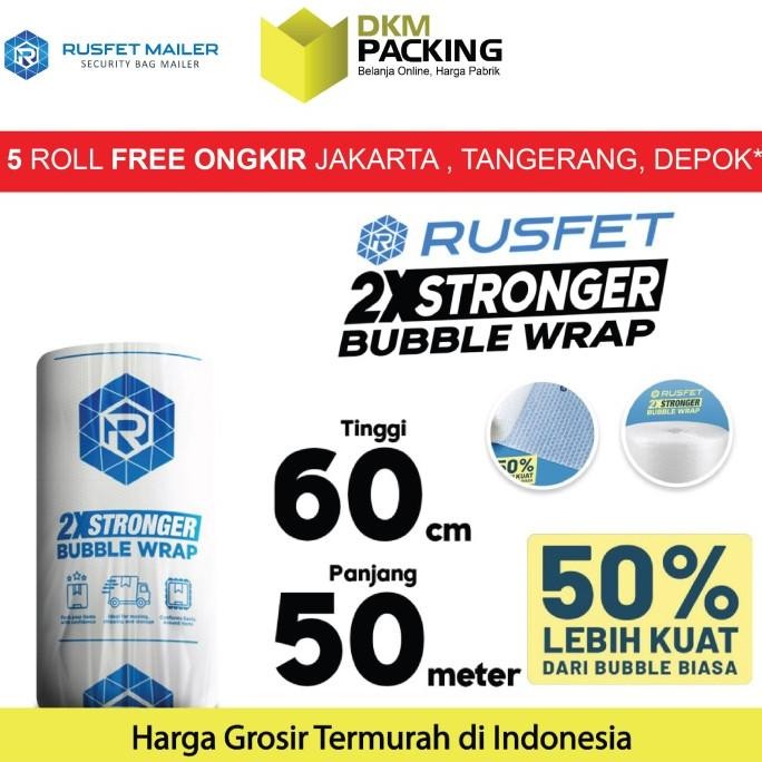 

tersedia plastik bubble wrap 60cm x 50m rusfet bubblewrap packing babel / roll