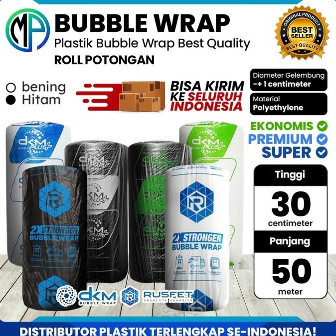 

tersedia plastik bubble wrap roll 30cm x 50 putih bening / hitam dkm+ rusfet