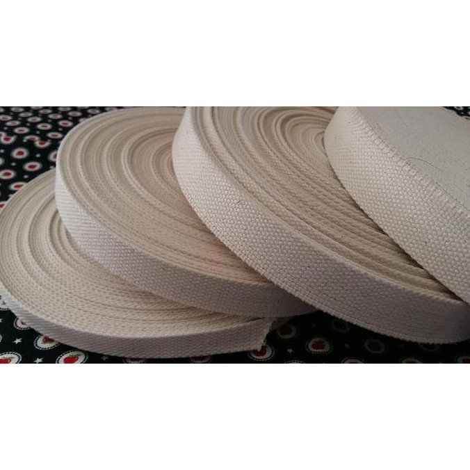 Webbing Raw White Cotton Lebar 2,5cm