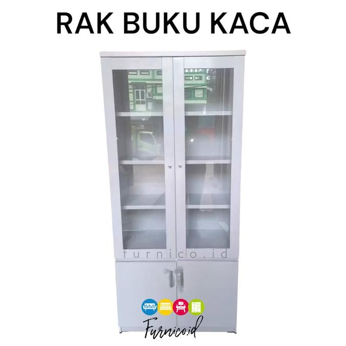 Sale Lemari Pajangan Tas Kaca Serbaguna | Rak Buku Putih