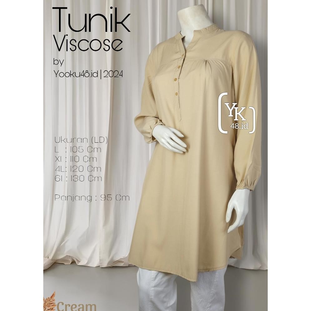 Long Tunik Putih Katun Viscose Polos Lengan Panjang Size L Xl Jumbo Tunik Wanita
