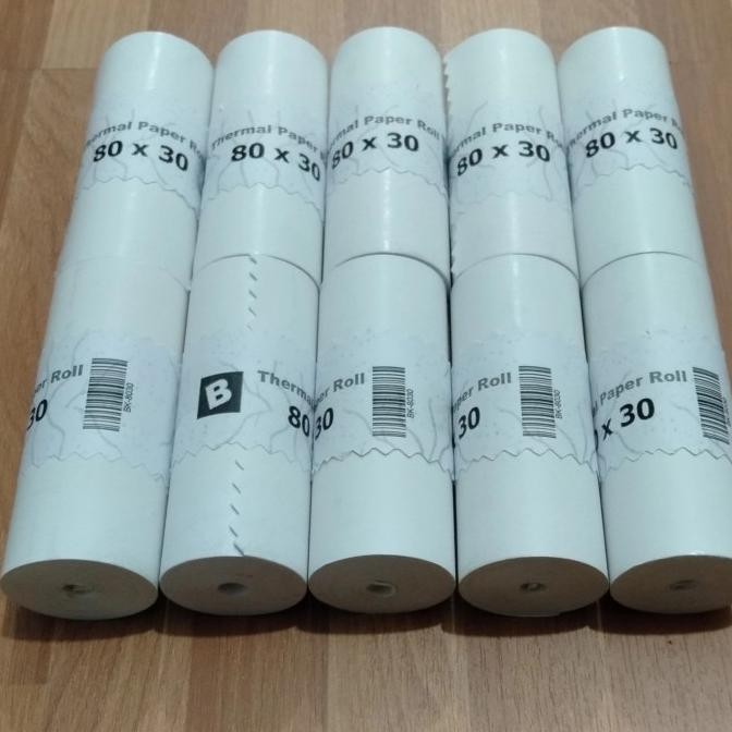 

Kertas 80x30 struk kasir thermal coreless printer 80mm black 10 roll murah