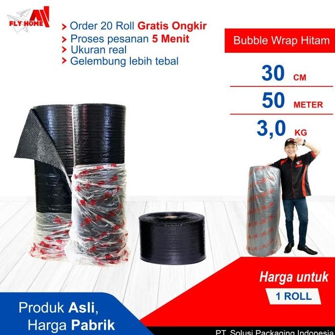 

tersedia flyhome bubble wrap hitam 3kg potongan 30cm 1 roll hitam 30x50meter