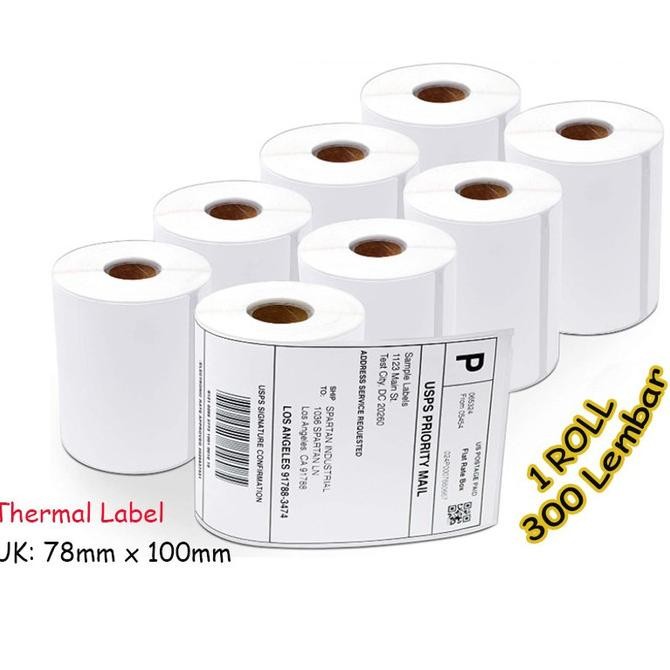 

Label Thermal 78x100 Kertas Sticker Barcode 78 X 100 mm Isi 300 Pcs murah