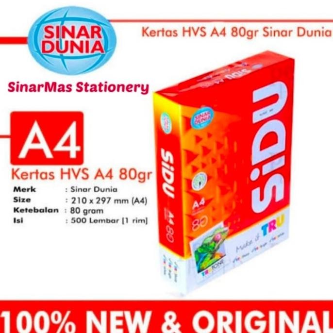 

Kertas HVS A4 80 gram SIDU Sinar Dunia murah
