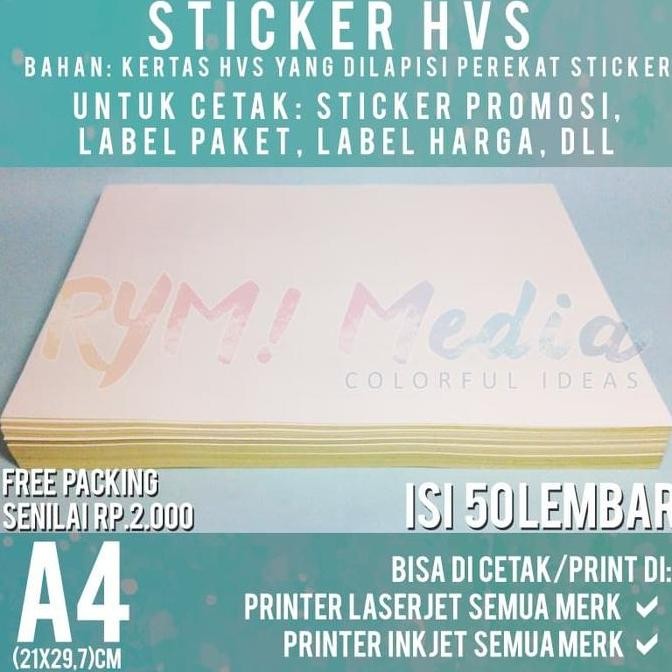 

Kertas Sticker HVS A4 isi 50 Lembar / Stiker Doff A4 murah
