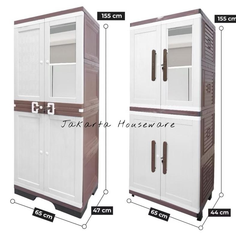 Lemari Pakaian Jumbo Kaca Kunci 4 Susun Lemari Baju CLUB JUSTIN Besar