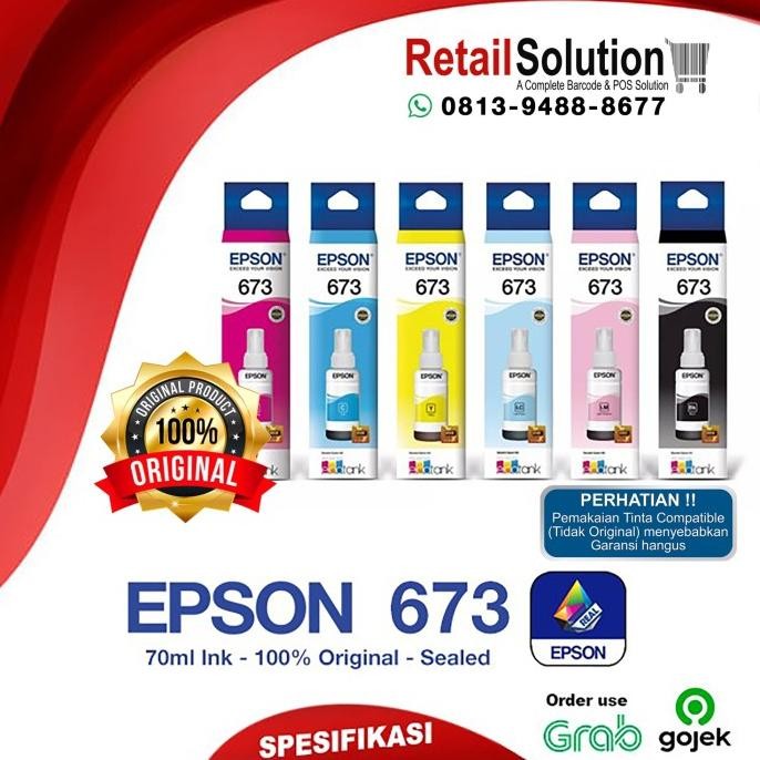 TERBARU - Tinta Epson 673 1 Set Warna Original - Tinta Epson L805 L850 L1800