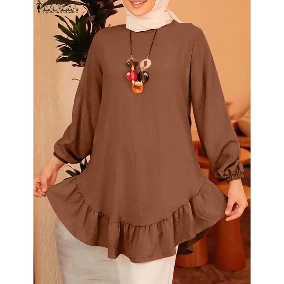 Tunik Polos Basic Lengan  Panjang Model Rempel Bawah Terbaru