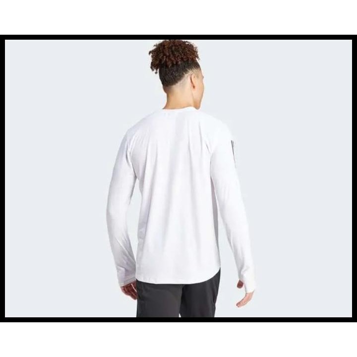 Baju Lari Adidas Own The Run Long Sleeve Tee White - Ik7432 Original Best Seller