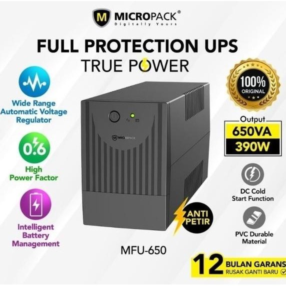 TERBARU - Ups Komputer/Pc Merk Micropack Tr650 650va / 350watt