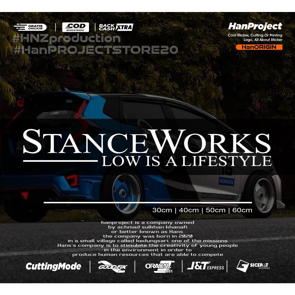 Terbaru Dg-78 Sticker Kaca Mobil Logo Stance Works Cutting Reflective Terbaru | Bisa Custome Sesuai 
