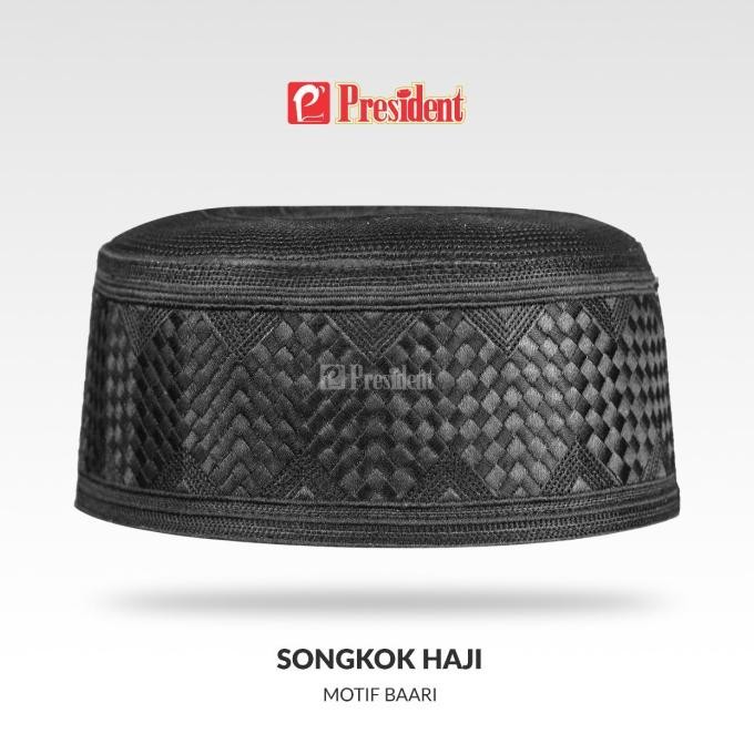 Songkok Haji Hitam / Peci Haji Hitam Bordir Motif Charlie