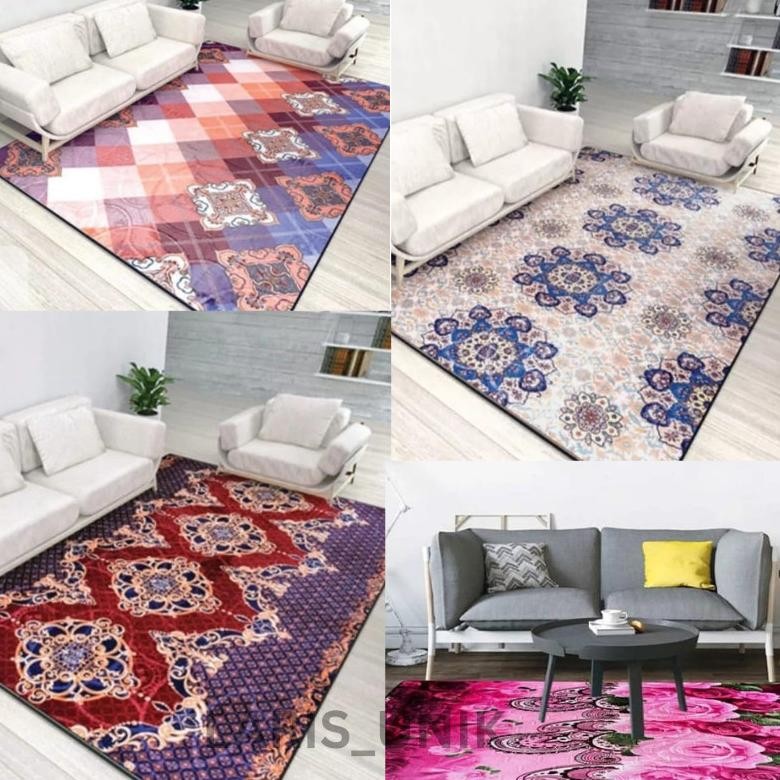 ''Terlaris" Karpet Malaysia Anti Selip Ukuran Jumbo Motif Bunga Karpet Lantai Karpet Style Minimalis