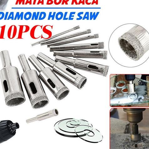 

10 SET MATA BOR HOLE SAW 3-18 MM PEMBOLONG KACA / KERAMIK HSS DIAMOND ORIGINAL DAN TERPERCAYA