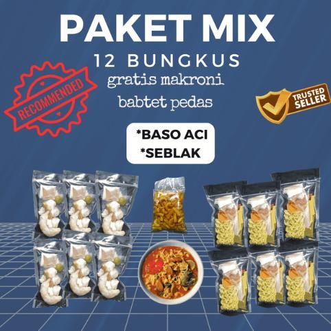 

TERLARIS paket combo 12 bungkus baso aci / seblak instan / gratis makroni bantet pedas / seblak pedas / baso aci instan siap saji / paket mix 12 pcs baso aci seblak Siap kirim