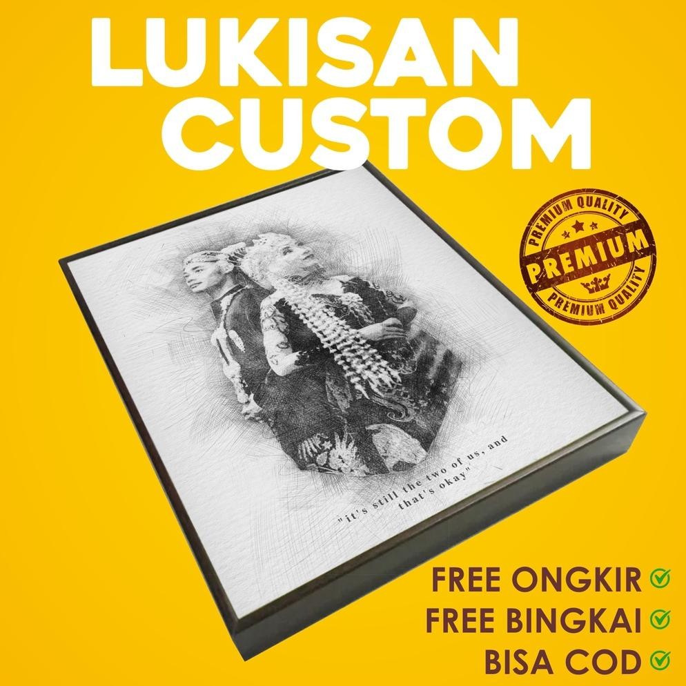 READY STOK KADO LUKISAN SKETSA WAJAH CUSTOM COCOK UNTUK HADIAH WISUDA, WEDDING, ULANG TAHUN, WALL DE