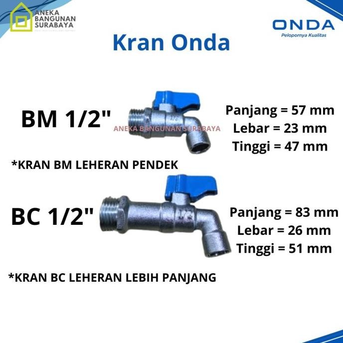 Kran Air Tembok Onda Type Bm 1/2 3/4 Keran Taman Plastik Water Tap Original