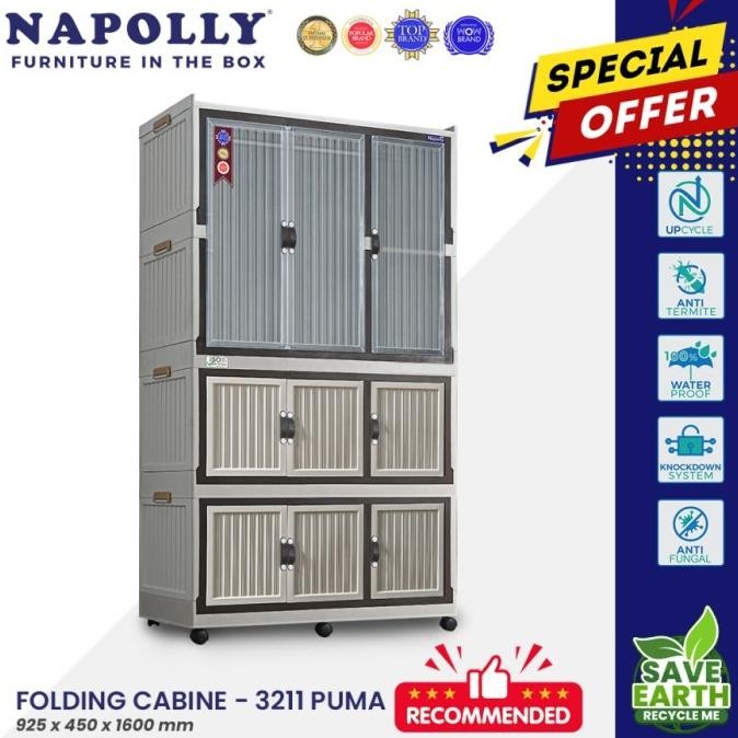 (Gosend) Napolly Lemari Lipat / Lemari Plastik / Lemari Serbaguna & Multifungsi Folding Cabine 3211 