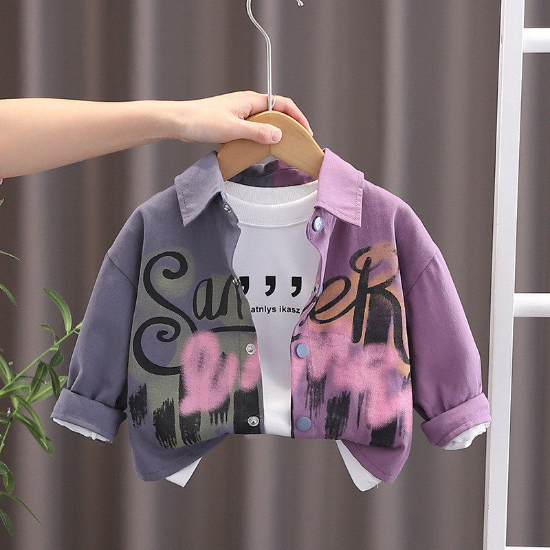 Boy2025Shirt Baby Toddler Clothing Spring Season1-6Trendy Children's Spring Outfit New Printed Shirt