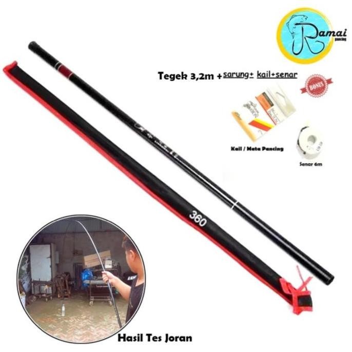 Promo JORAN TEGEK 1 SET KOMPLIT SENAR KAIL PANCING TERJANGKAU HITAM MURAH 360 3,3 METER