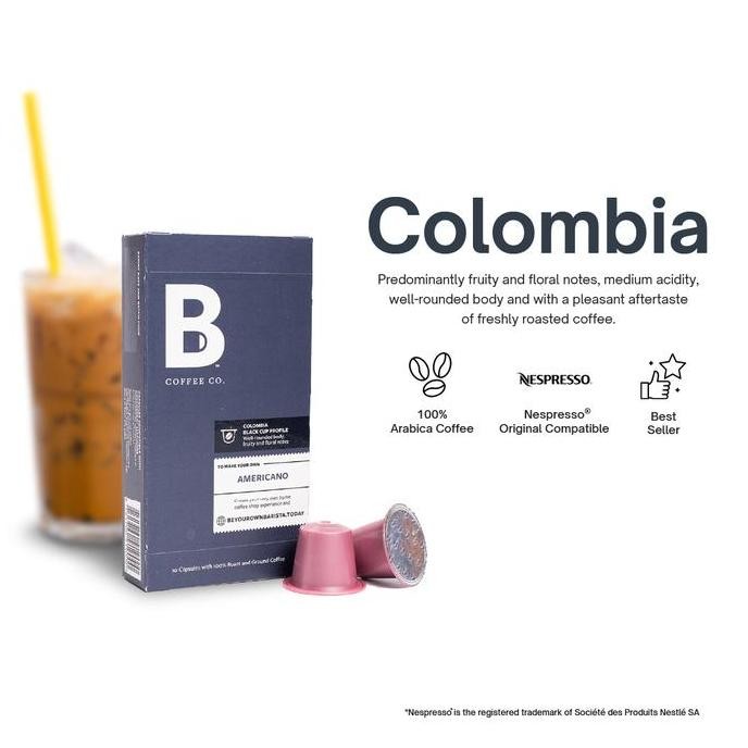 

Grosir Kopi Kapsul Colombia Americano Kopi Nespresso Compatible Coffee Capsule - B Coffee Co. - Nespresso Compatible Capsule