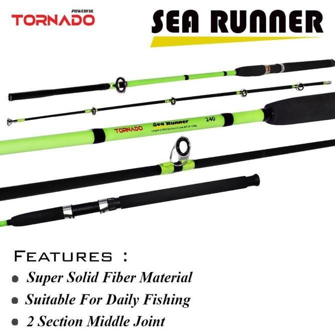 Ready Best Pick [ FIBER SUPER KUAT ] TORNADO Joran Pancing Spinning SEA RUNNER 150cm - 270cm Fiber S