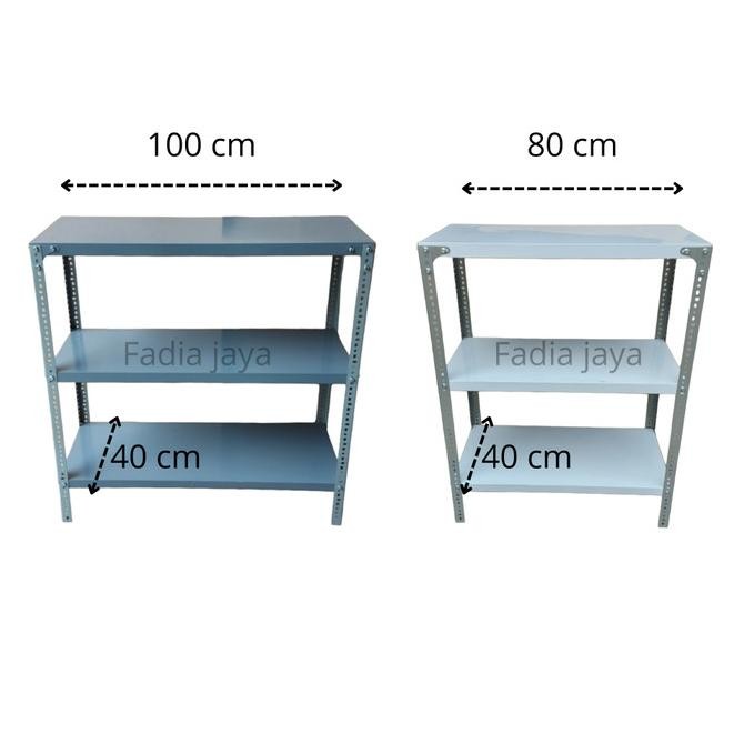 Rak Meja Besi Siku Lubang 3 Susun Tingkat Portable Serbaguna