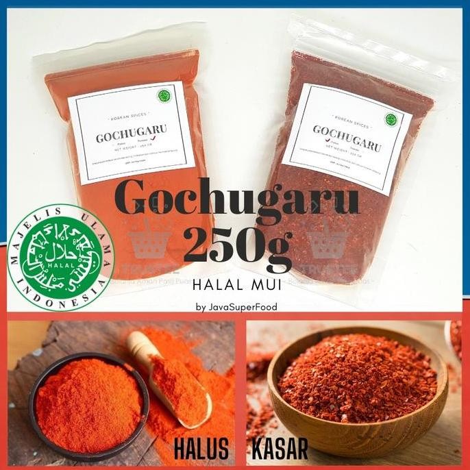 

Gochugaru HALAL MUI/ Bubuk Cabe Cabai Red Pepper Powder Korea - Kasar & Halus gochukaru 250 gr