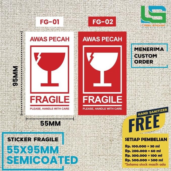 

ready STICKER FRAGILE , LABEL FRAGILE , STIKER FRAGILE 55X95MM - 300 PCS murah