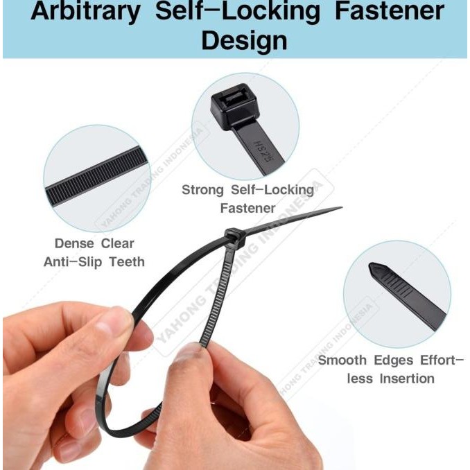 

tyS hitam Pengikat Kabel Tis Cable Tie Kabel Ties 7.6 x 300 mm 30cm
