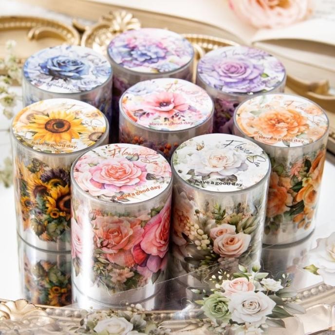 

ready Flower PET Sticker Roll - Stiker Roll Flower Sea Series murah