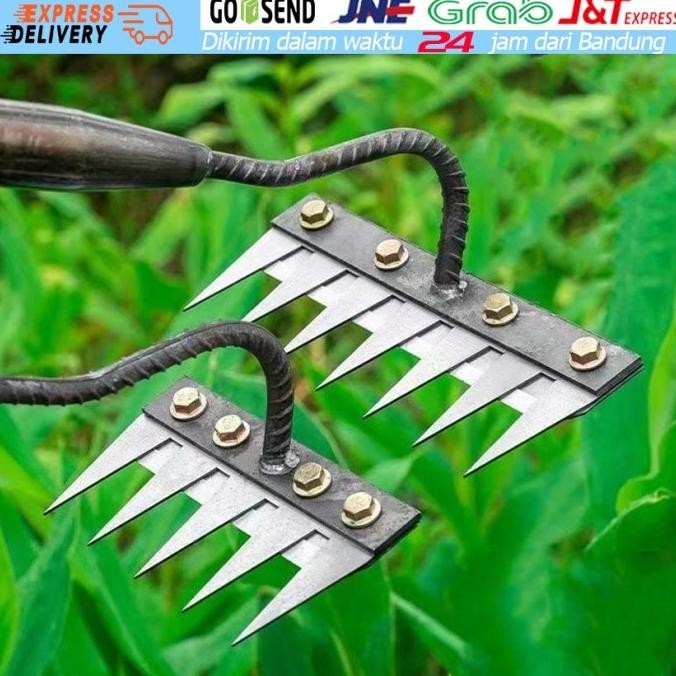 Rake Alat Garukan Rumput Garpu Tanah Tanaman Berkebun Besi Pendek Alat Pencabut Rumput 5 Gigi 7 Gigi