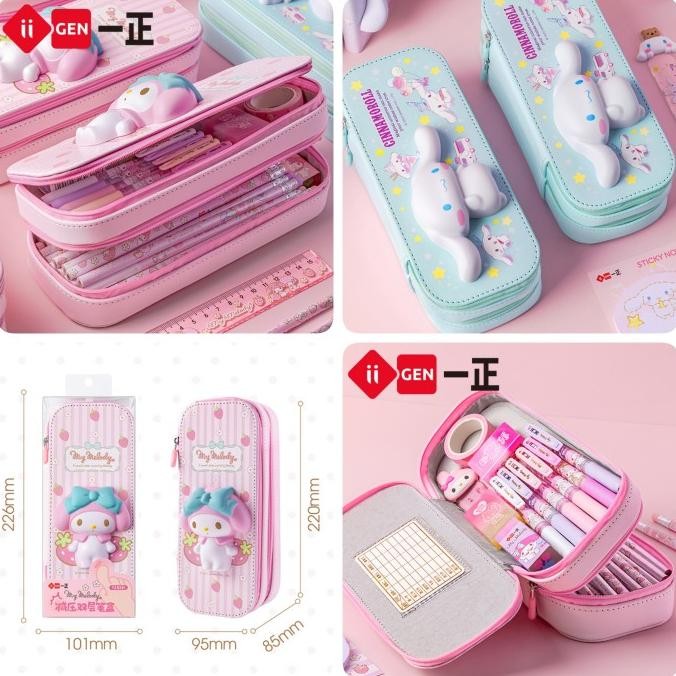 

tyS Tempat Pensil Sanrio Squishy Cinnamoroll Kuromi Melody Kotak Pulpen Alat Tulis Stationery Plastik