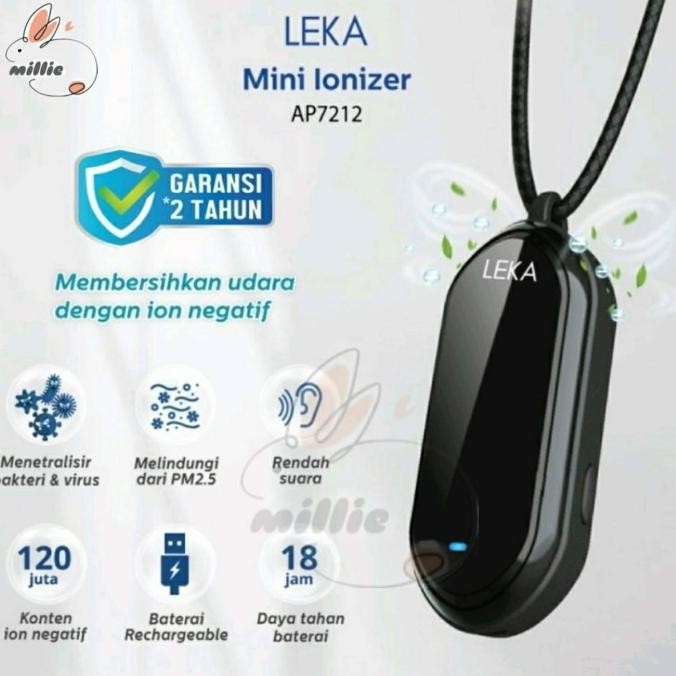 ready LEKA AP7212 Mini Ionizer - Portable Air Purifier Necklace Ion Negatif