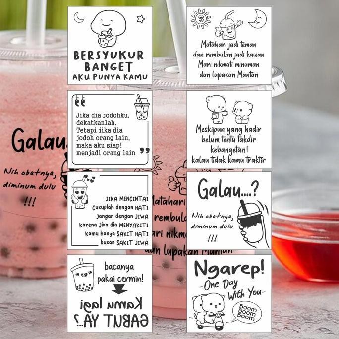 

ready Stiker Kata-Kata Lucu kemasan Minuman kekinian murah