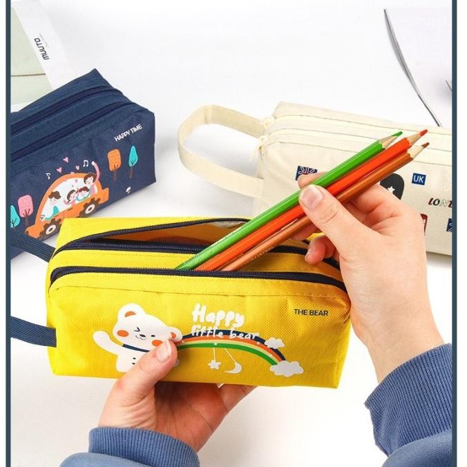 

tyS CartoonTempat Pensil Kapasitas Besar Jumbo Study Pencil Case