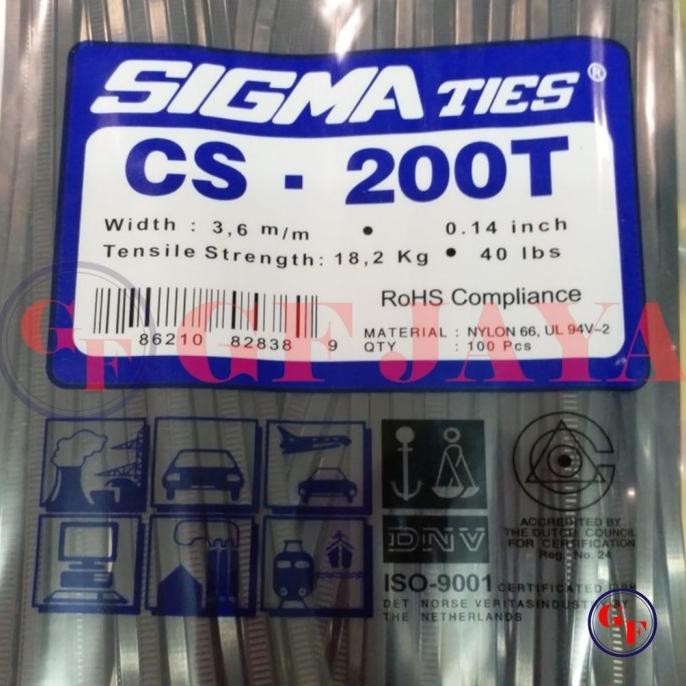 

tyS Kabel Ties / Tis Sigma CS 200 T / 20cm / 20 cm Hitam / Putih CS200T